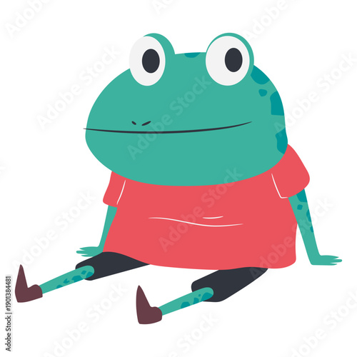Sitting human frog character