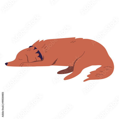 Sleepy laying dog illustration