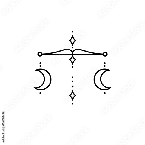 Moon Balance Symbol – Ancestral Lunar Sacred Geometry Line Icon