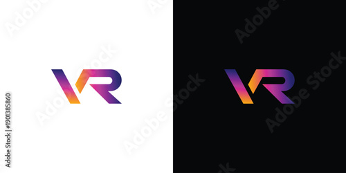 Modern and cool letter VR initials logo design