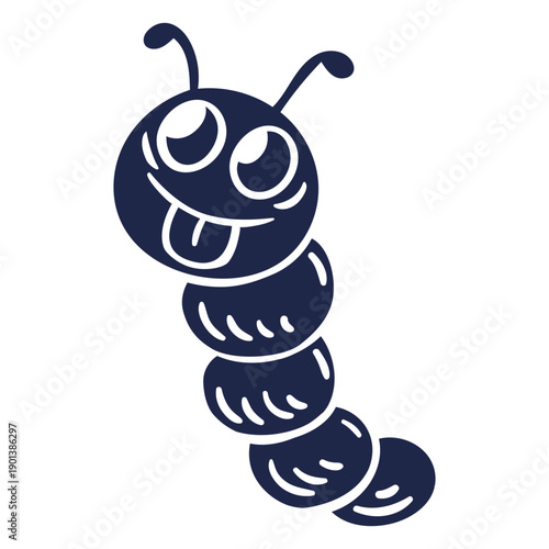 Cute cut out cartoon standing worm