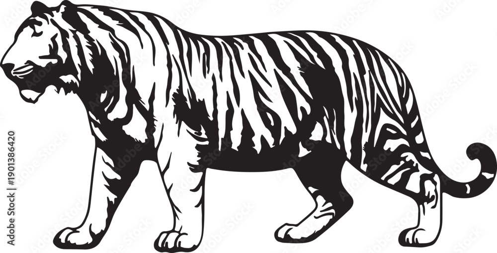 Obraz premium Tiger profile silhouette vector illustration.