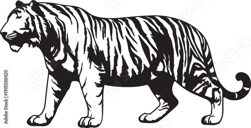 Tiger profile silhouette vector illustration.