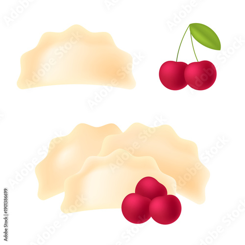 Set of dumplings with cherries