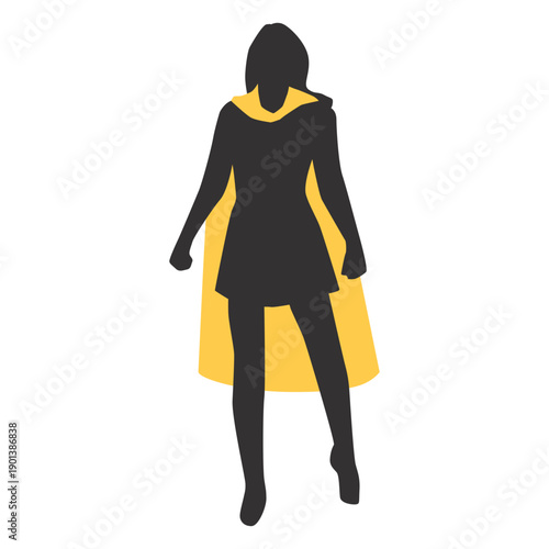 Floating superhero girl silhouette