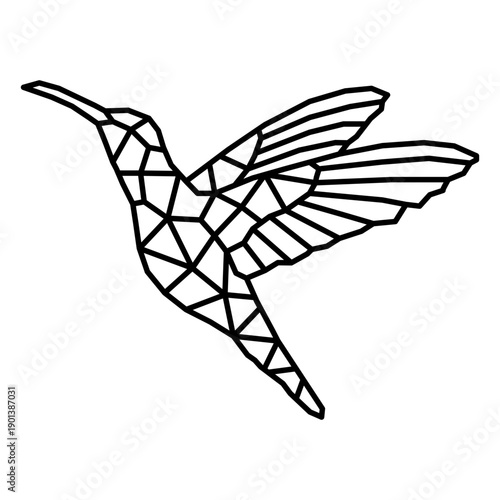 Simple flying polygonal hummingbird