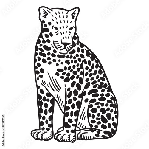 Sitting simple hand drawn jaguar