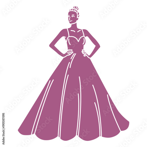 Girl in long dress cut out