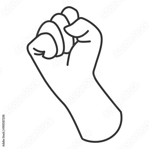 Raised fist hand sign stroke