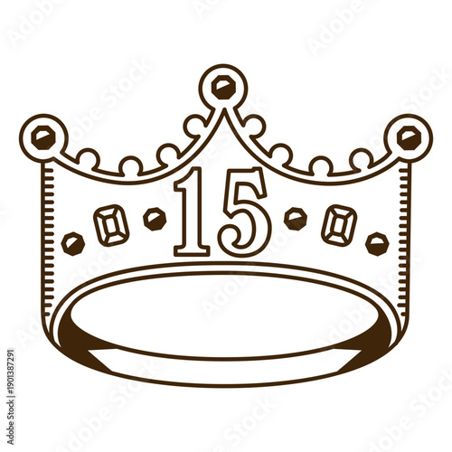 15th birthday simple stroke crown