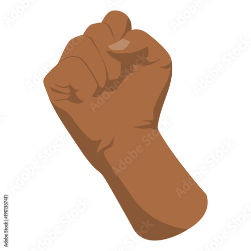 Afro raised fist semi flat hand sign