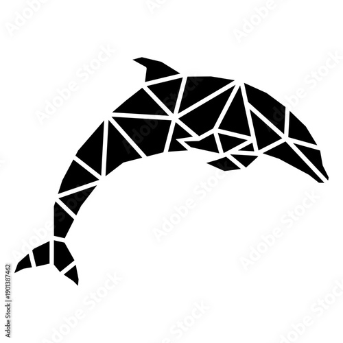 Simple polygonal cut out dolphin jumping