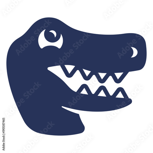 Filled stroke cute crocodile head