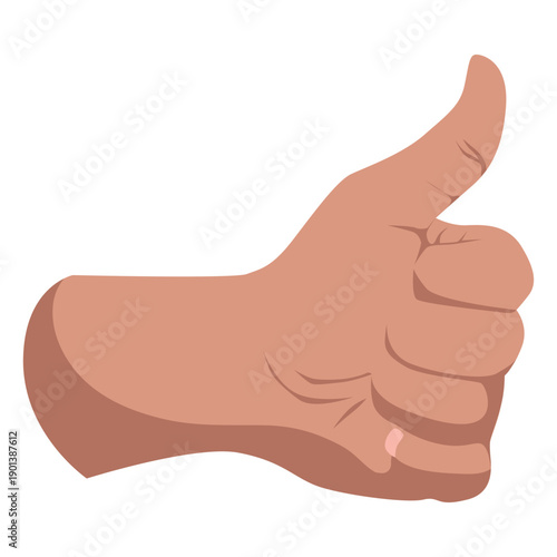 Thumbs up hand semi flat sign