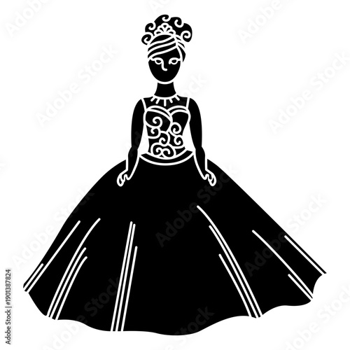Hand drawn woman in dress cut out