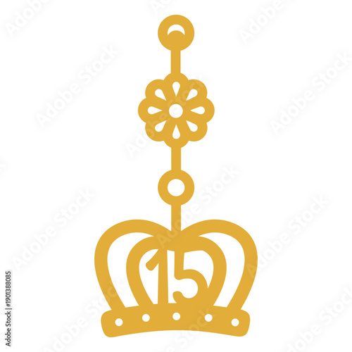 15th birthday stroke yellow crown earring