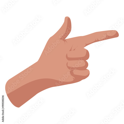 Left hand pointing semi flat sign