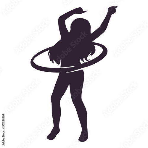 Woman hula hoop hobby silhouette