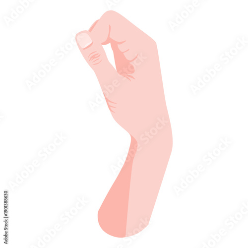 Fingers joining thumb semi flat hand sign