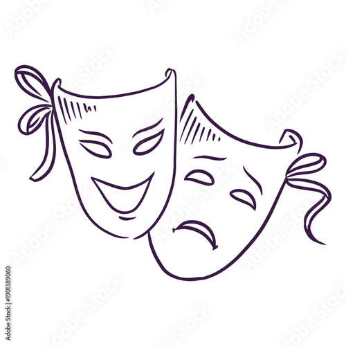 Hand drawn theater masks