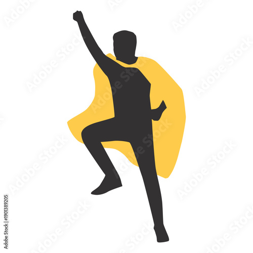 Superhero preparing to fly silhouette