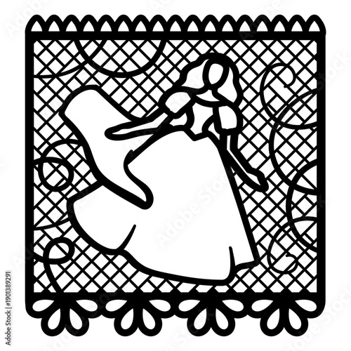 Hand with doll papel picado banner