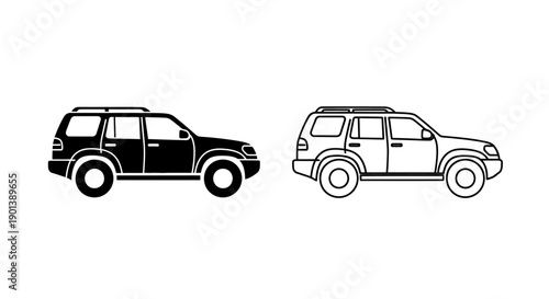 Black and white suvs, station wagons, cars, vehicles, transportation, design, illustration Vector