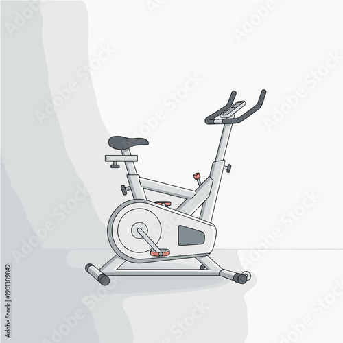 A young woman exercising on a stationary bicycle in a clean white fitness setting