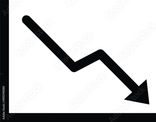 Falling line graph, downward trend, stock market decline, economic downturn, negative performance, business loss icon