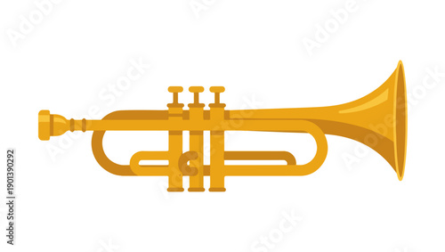 Golden Brass Trumpet – Flat Vector Musical Instrument Illustration on png Background, trumpet, brass trumpet, golden trumpet, musical instrument, brass instrument, wind instrument, jazz trumpet, 