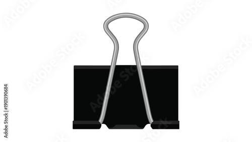 Black Binder Clip with Silver Handles transparrent Background, binder clip, black binder clip, paper clip, office clip, metal clip, stationery vector, office stationery, flat vector, 
