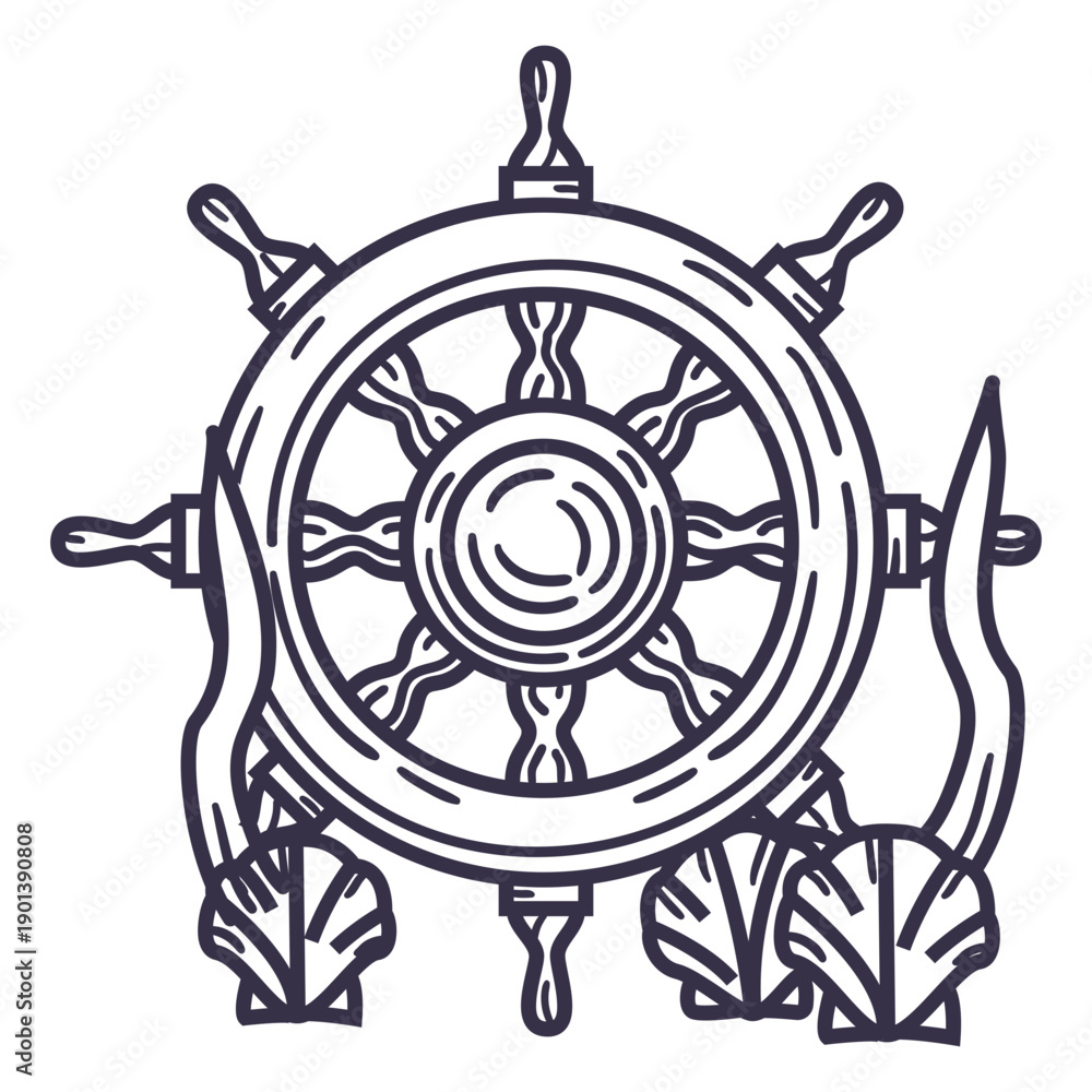 Obraz premium Ship steering wheel underwater stroke