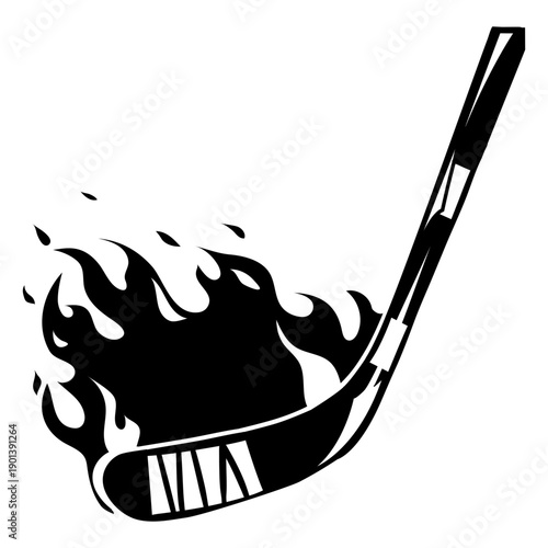 Ice hockey on fire high contrast