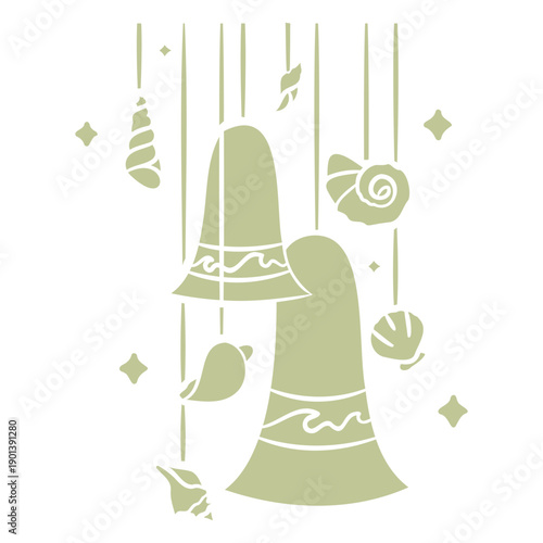 Christmas decorations bells and shells cut out