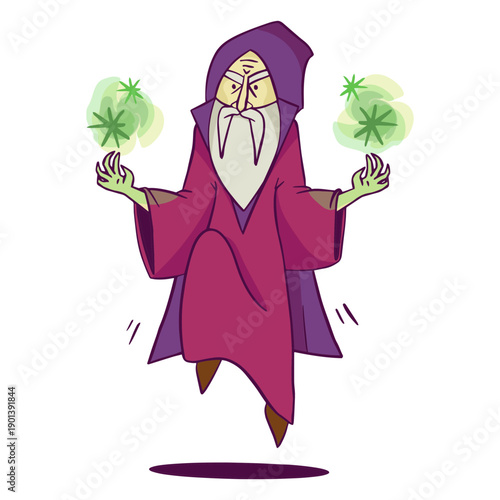 Purple sorcerer doing magic color stroke