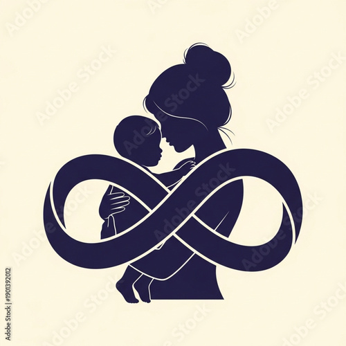Mother and child infinity love silhouette