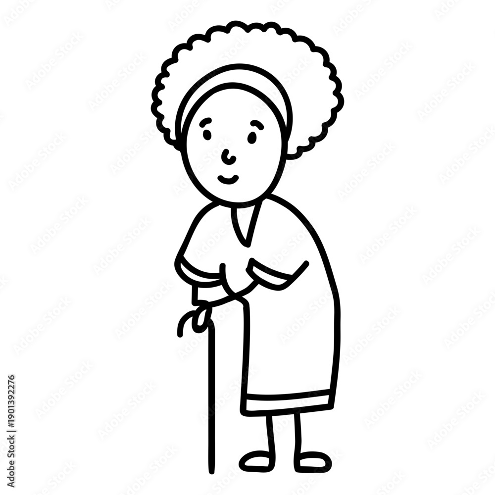 Fototapeta premium Grandmother with cane character