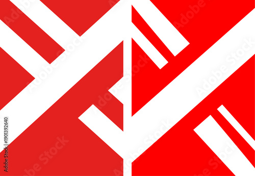 Dynamic Red and White Abstract Geometric Interlocking Pattern