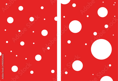 Red Abstract Background with White Polka Dot and Snowflake Patterns