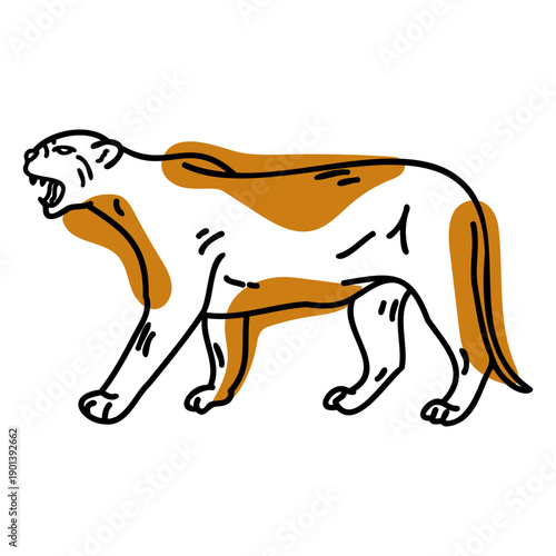 Color stroke semi colored simple cougar