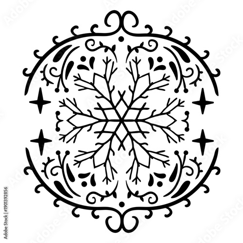 Snowflake ornamental design stroke