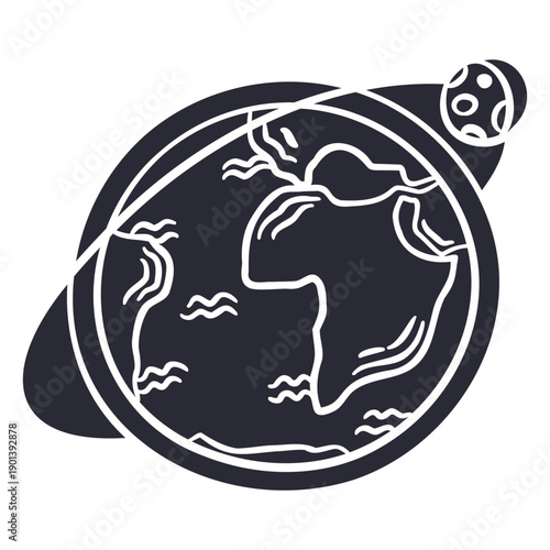 Earth and moon cut out