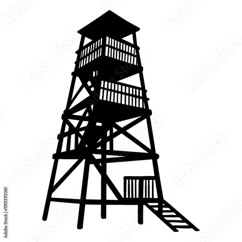 Watchtower building silhouette