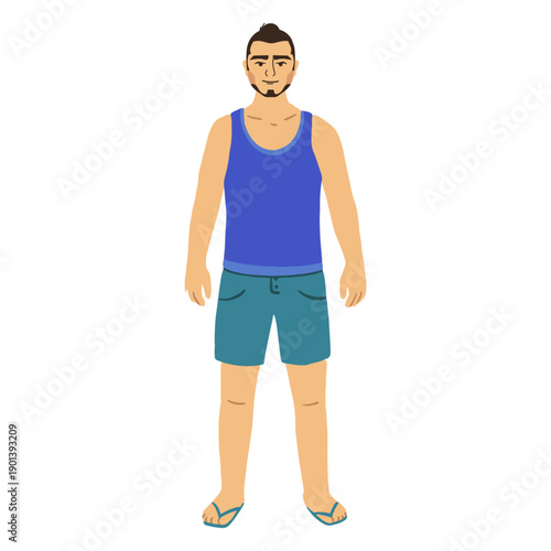 Standing flat young man in tank top