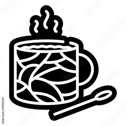 Cut out black stroke big cup of coffee