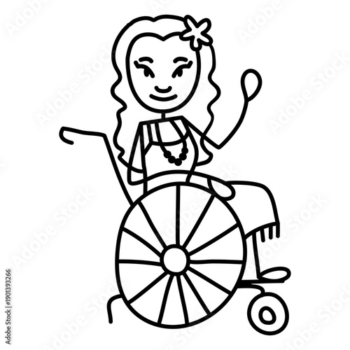 Hawaiian girl in wheelchair doodle