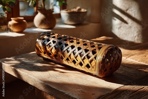 Traditional bamboo guiro crafted for heritage music lovers high resolution picture