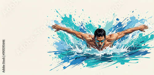 Wallpaper Mural Artistic illustration of a swimmer in action. Torontodigital.ca