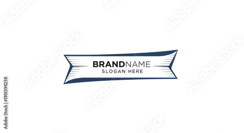 Blank White Ribbon Banner with Placeholder Text.