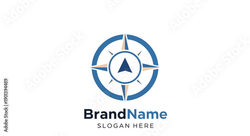 Blue Compass Logo Design Template Element.
